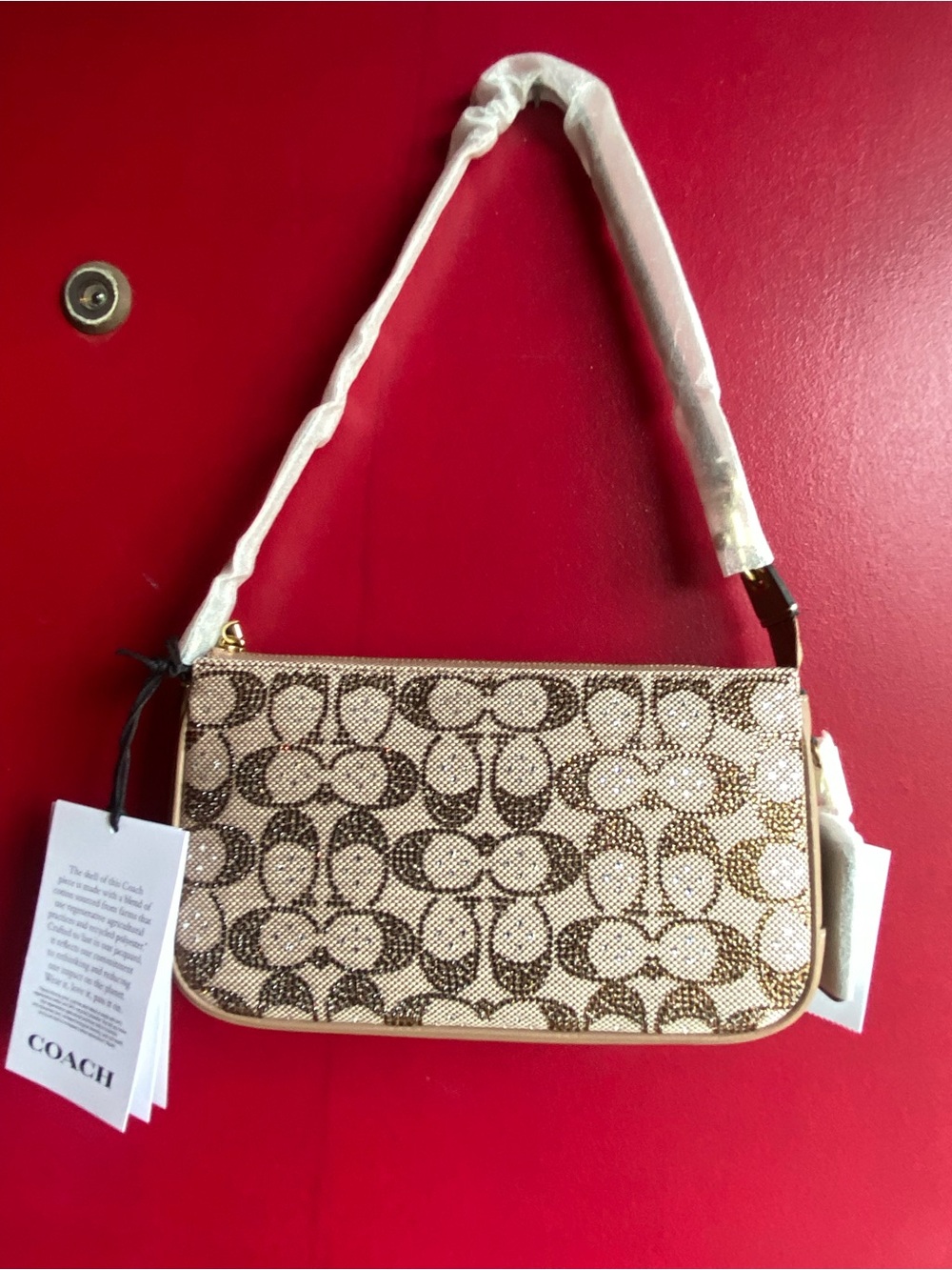 Coach Crystal Signature Plaza 22 Jacquard Shoulder sold out on Coach site NWT - Picture 1 of 15
